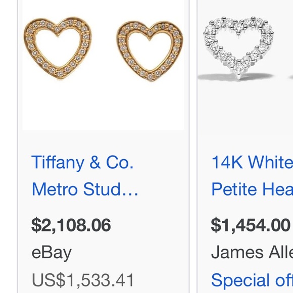 ❌SOLD❌Tiffany white gold diamond metro heart earrings - Picture 10 of 10